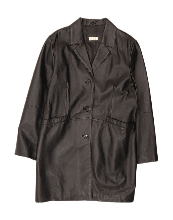 Винтажное женское кожаное пальто UK 18 XL, черное кожаное