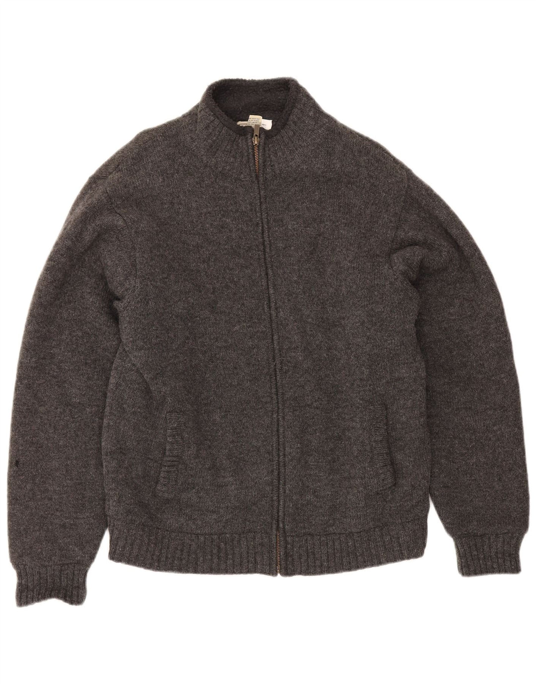 Мужской свитер-кардиган L.L.Bean из шерпы среднего серого цвета из овечьей шерсти
