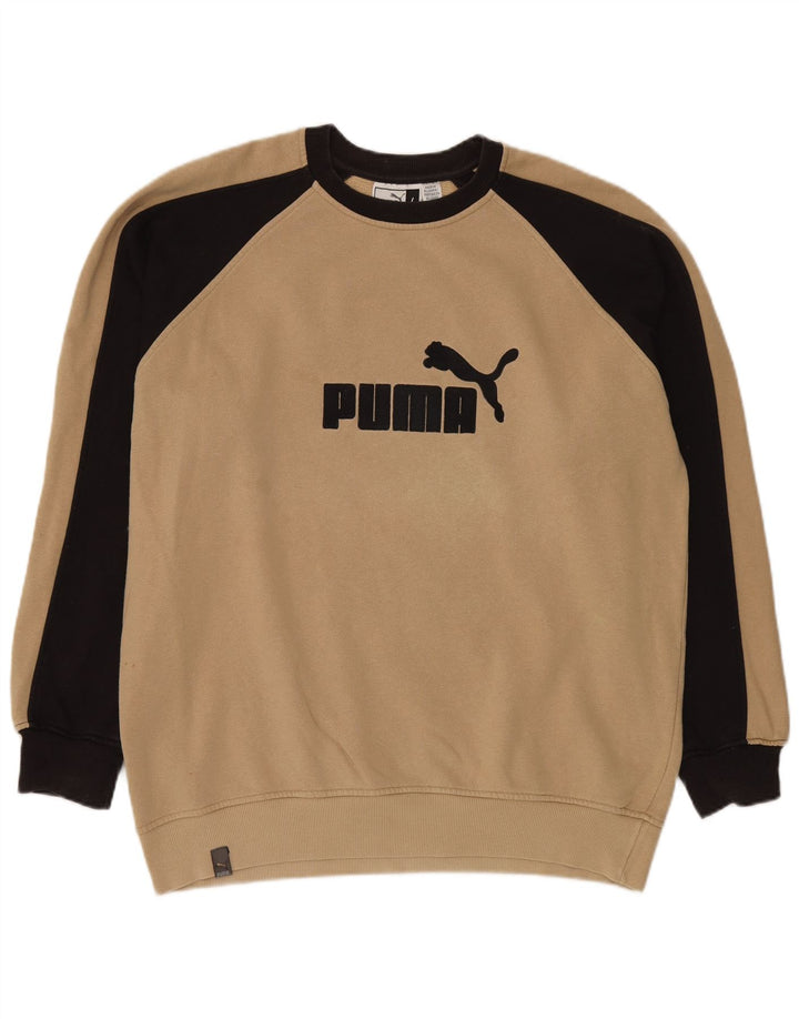 Мужской свитшот с рисунком PUMA, большой бежевый, цветной блок