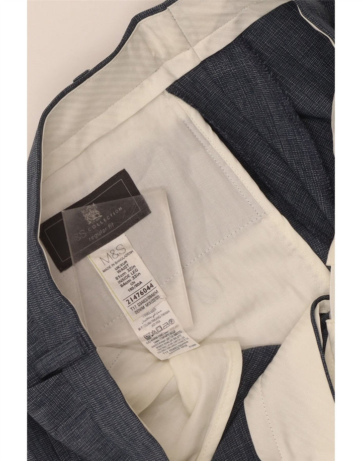 Мужские костюмные брюки классического кроя Marks & Spencer W32 L33 синие из полиэстера
