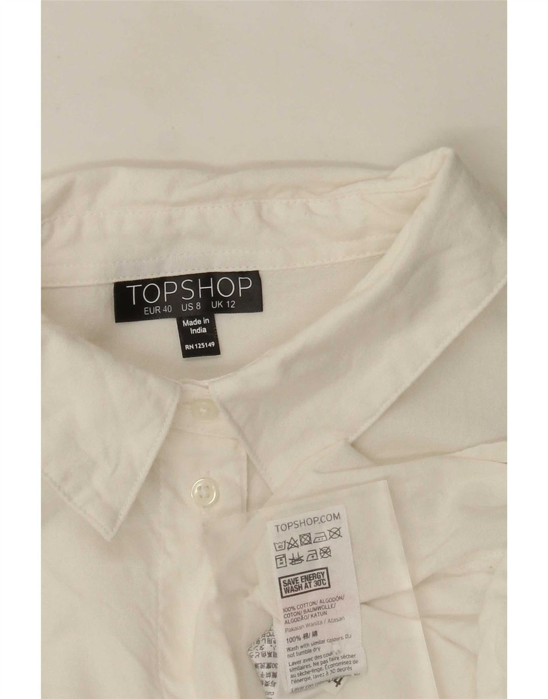 Женская блузка-рубашка оверсайз с рисунком Topshop UK 12, средний белый цветочный принт