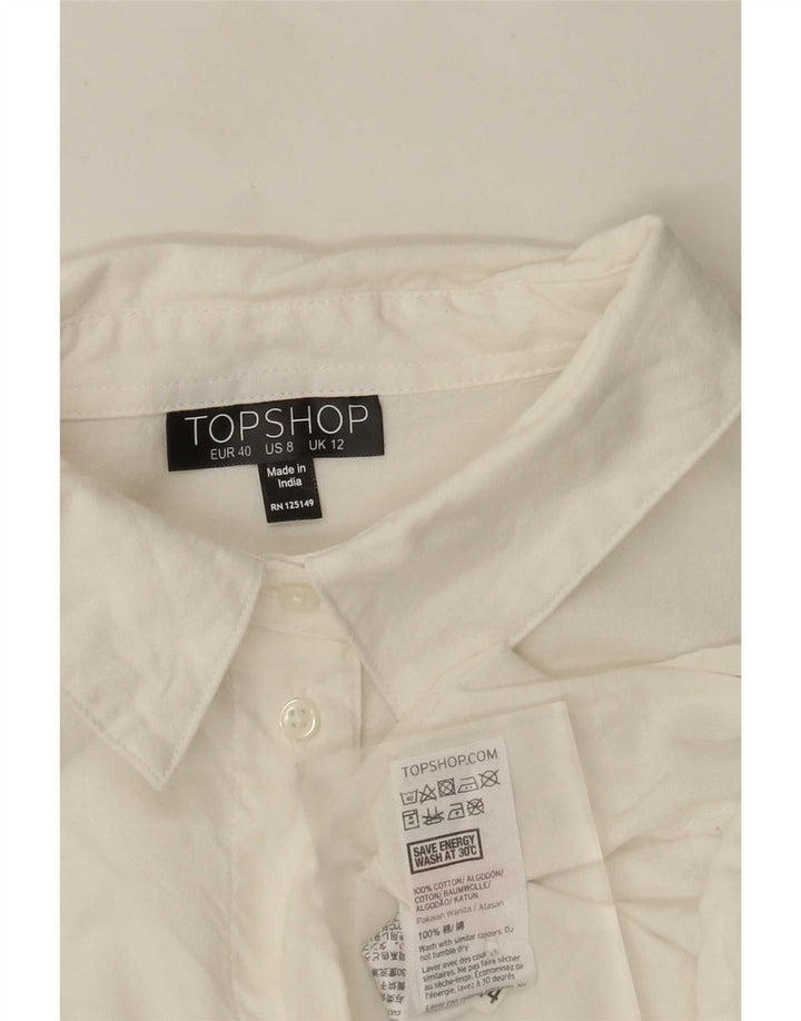 Женская блузка-рубашка оверсайз с рисунком Topshop UK 12, средний белый цветочный принт