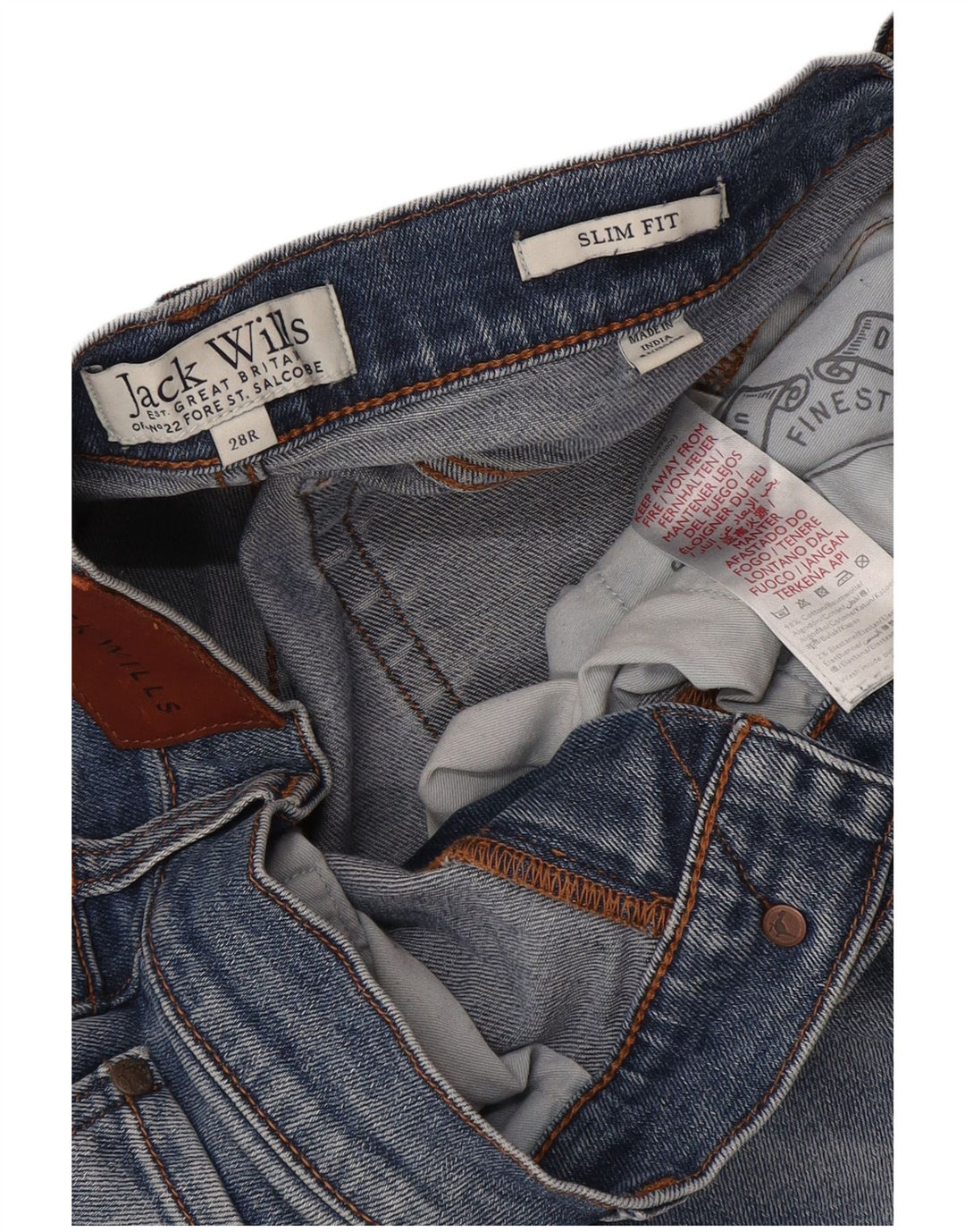 Мужские узкие джинсы Jack Wills W28 L30 синие, хлопок