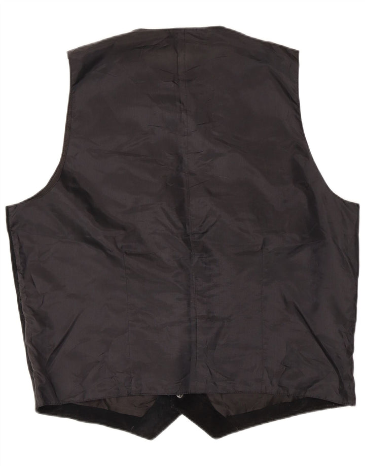 Винтажный мужской замшевый жилет IT 54 XL, черный кожаный