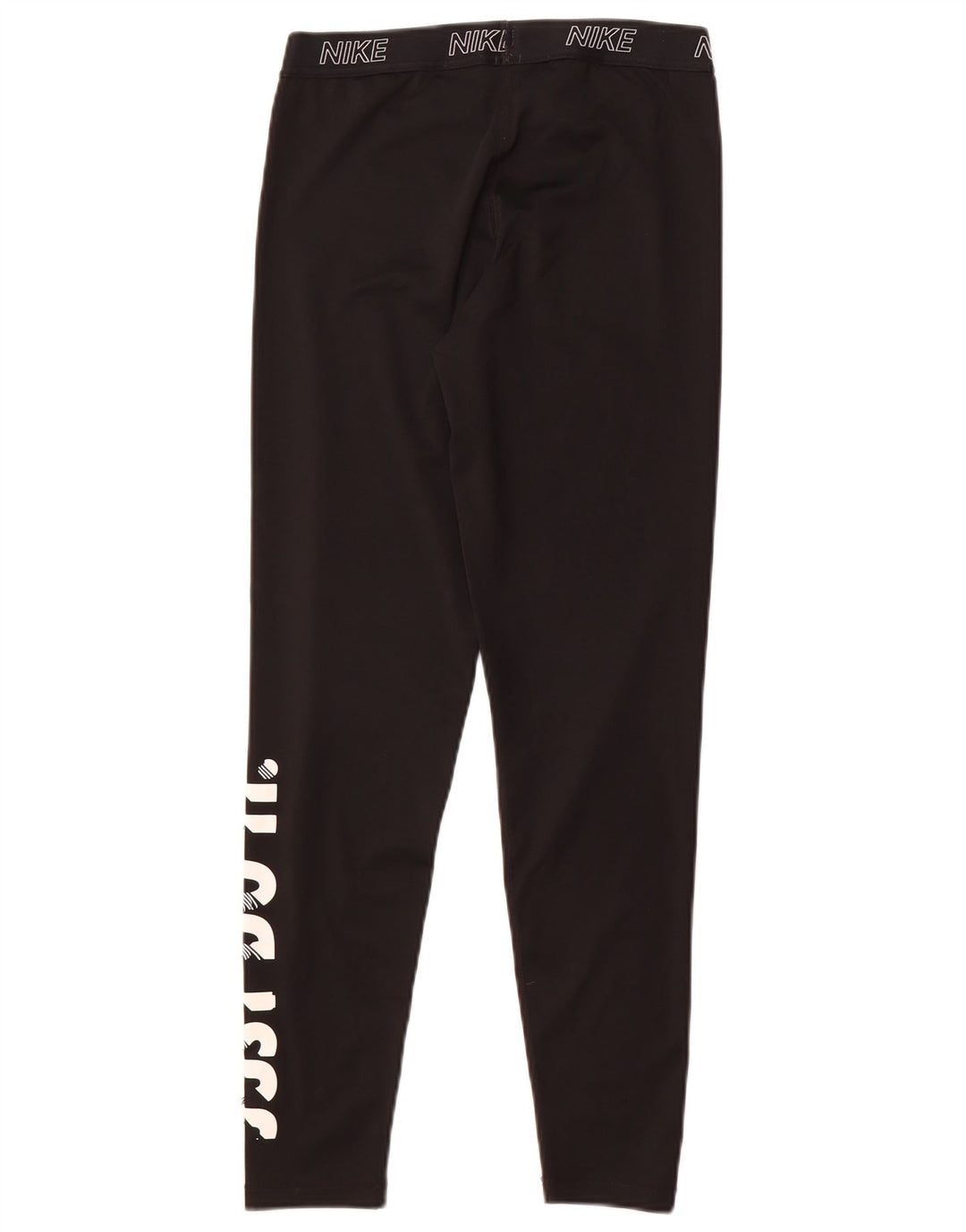 Женские леггинсы с рисунком Nike Dri Fit UK 14, большой черный полиэстер