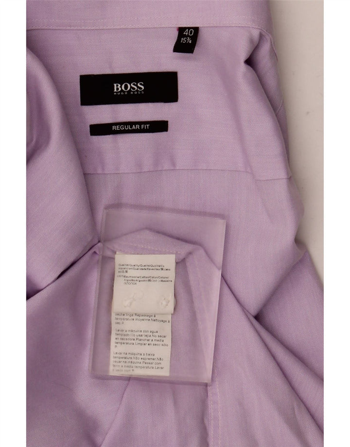 Мужская рубашка обычного кроя Hugo Boss, размер 4015, 3/4, средний фиолетовый хлопок
