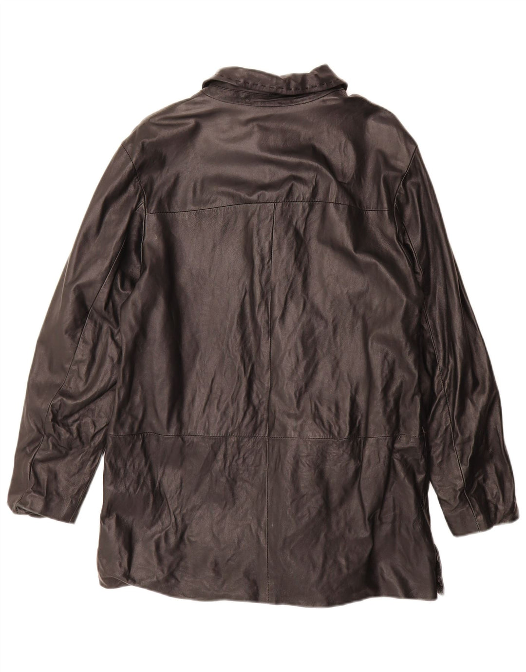 Винтажное женское кожаное пальто IT 48 XL, черное кожаное