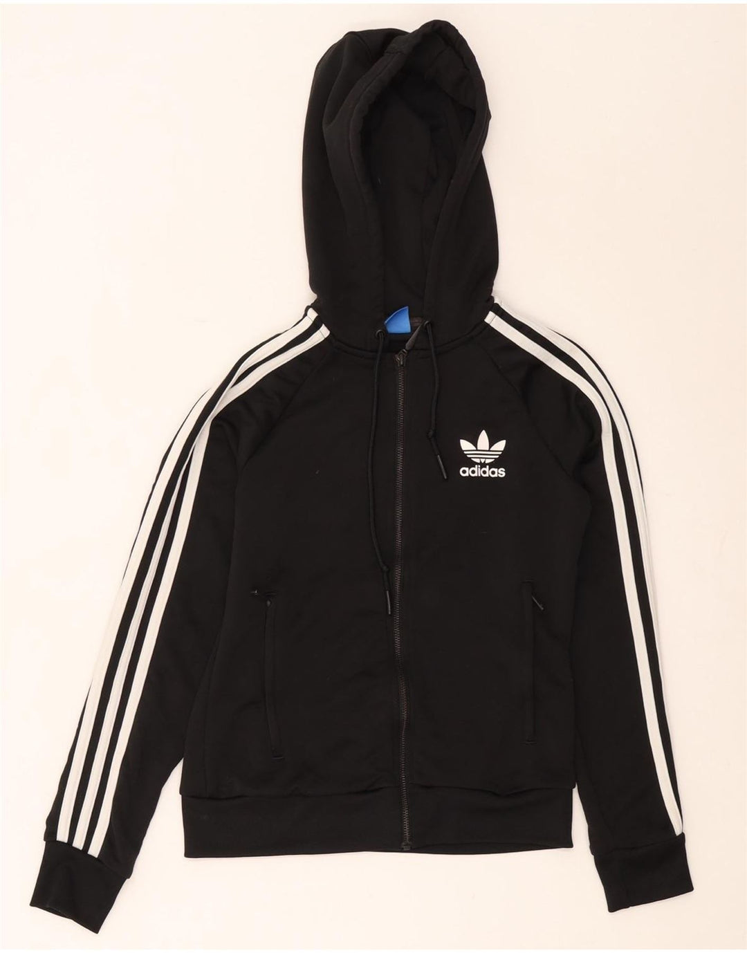 Женский свитер с капюшоном на молнии Adidas UK 8, маленький черный полиэстер