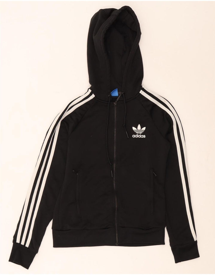 Женский свитер с капюшоном на молнии Adidas UK 8, маленький черный полиэстер