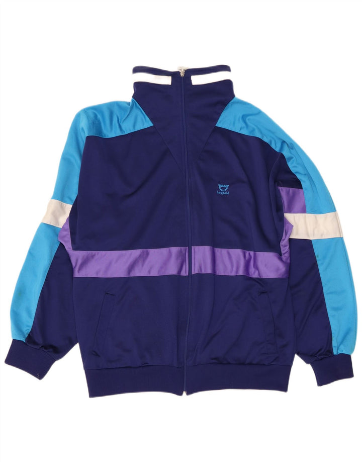 Мужской спортивный костюм с леопардовым принтом UK 46/48 XL, темно-синий, полиэстер с цветными блоками