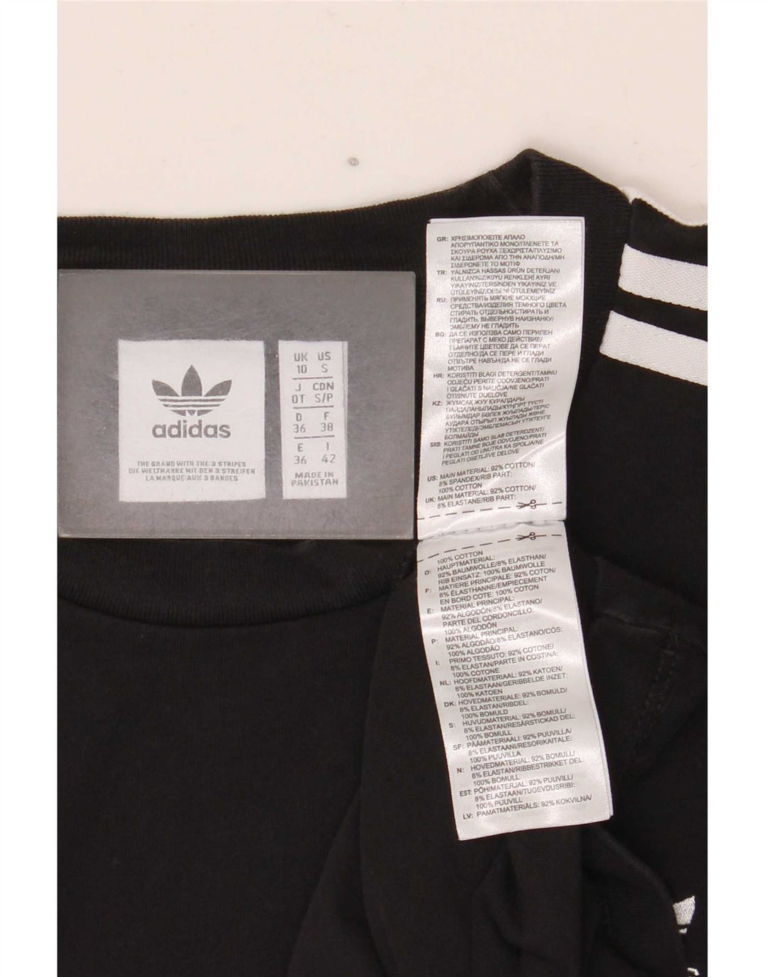 Женский топ Adidas с длинным рукавом UK 10, маленький черный хлопок