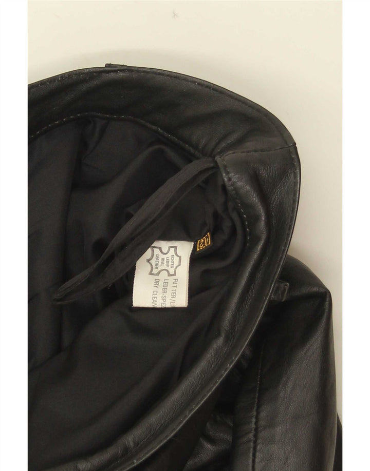 Винтажная женская кожаная юбка IT 42 Medium W30 Черная кожа