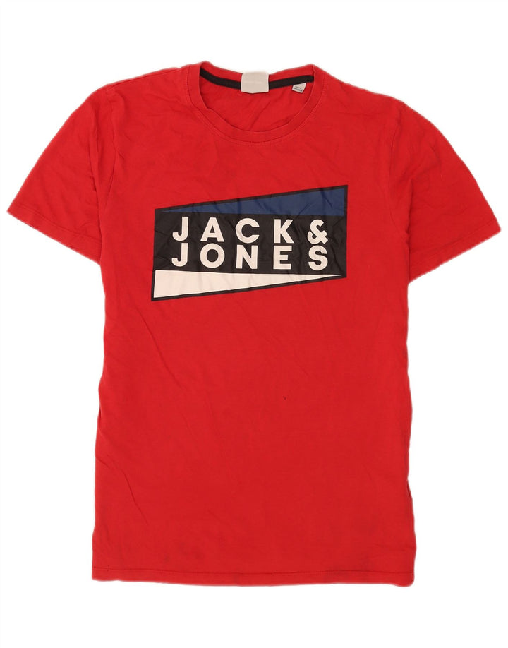 Мужская футболка с рисунком Jack & Jones из хлопка среднего красного цвета