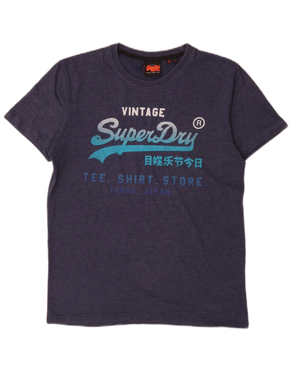 Мужская футболка с рисунком Superdry, большая, темно-синяя