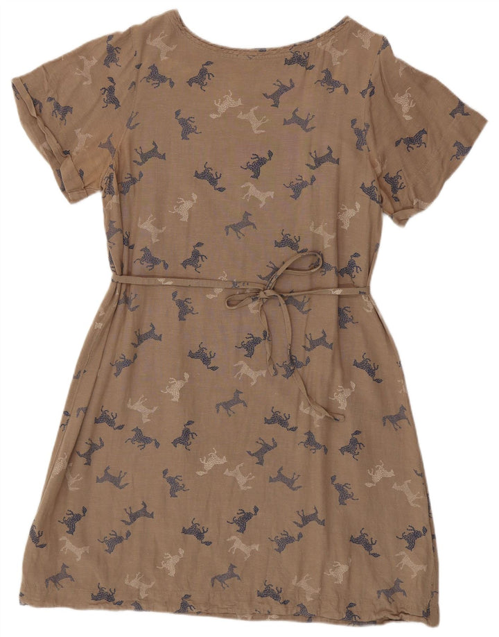 Женское платье трапециевидного силуэта с графическим рисунком WHITE STUFF UK 16, большое бежевое животное с принтом