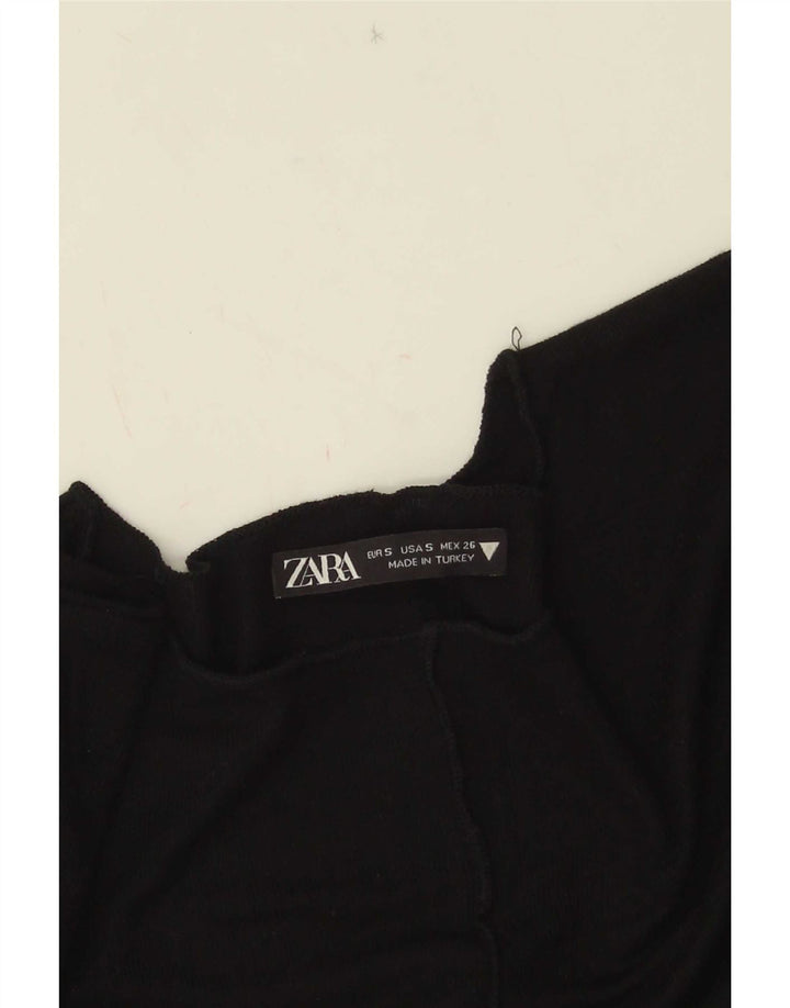 Женский укороченный топ Zara с длинным рукавом UK 8, маленький черный