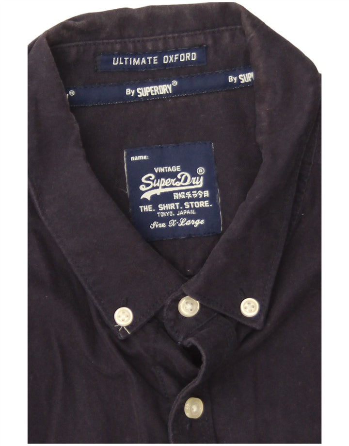 Мужская рубашка с коротким рукавом Superdry XL, темно-синяя, хлопок