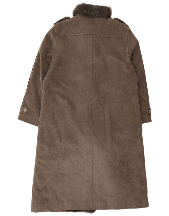 Винтажная женская дубленка в стиле милитари UK 12, средний серый цвет