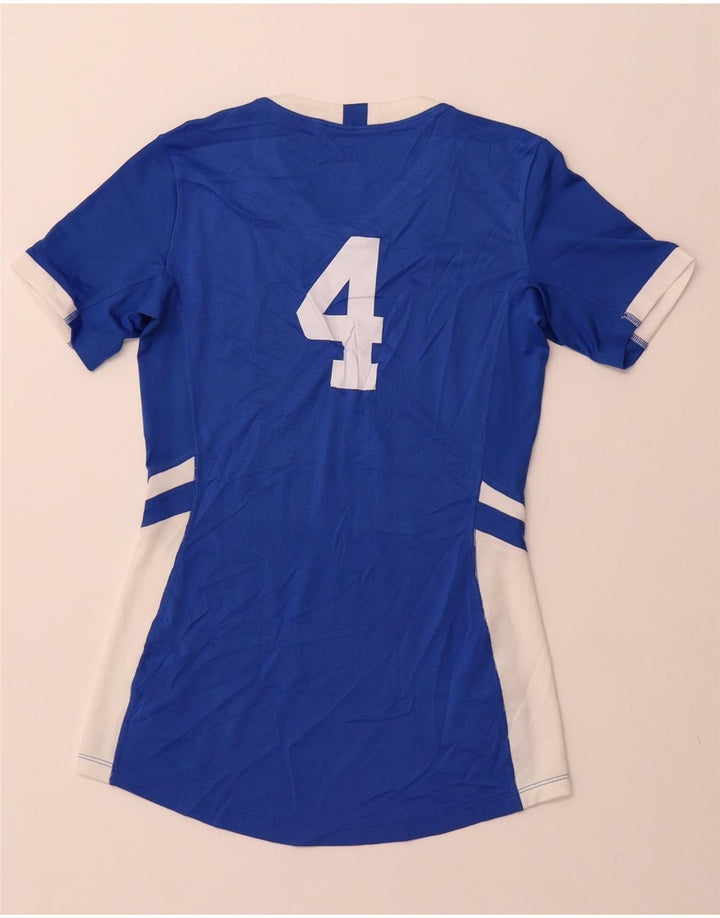 Женская футболка с рисунком NIKE Top UK 10, маленькая синяя, полиэстер с цветными блоками