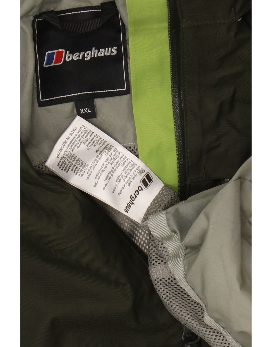 Мужская дождевик с капюшоном BERGHAUS UK 44 2XL, хаки, нейлон