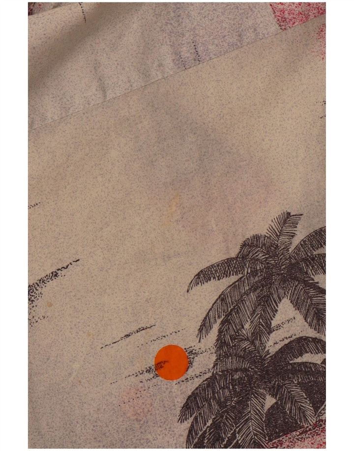 ВИНТАЖНАЯ мужская гавайская рубашка с коротким рукавом, большая бежевая хлопковая рубашка с цветочным принтом