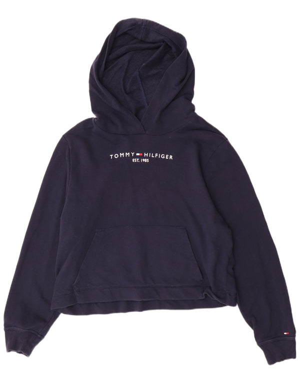 Женский джемпер с капюшоном Tommy Hilfiger UK 14, средний темно-синий, хлопок