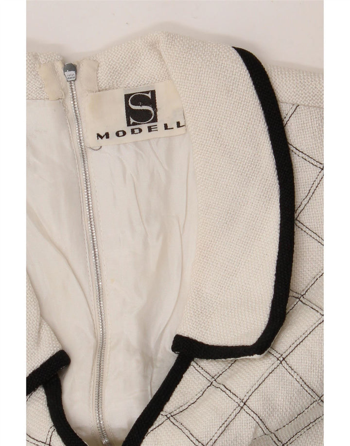 ВИНТАЖНОЕ женское платье А-силуэта без рукавов, Великобритания, 8, маленькая белая клетка