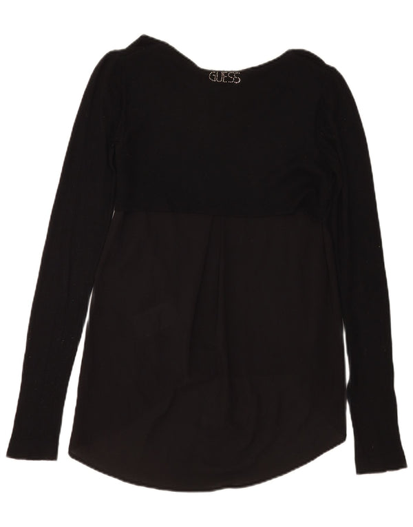 Guess Женская блузка с длинным рукавом Top UK 6 XS Черная вискоза