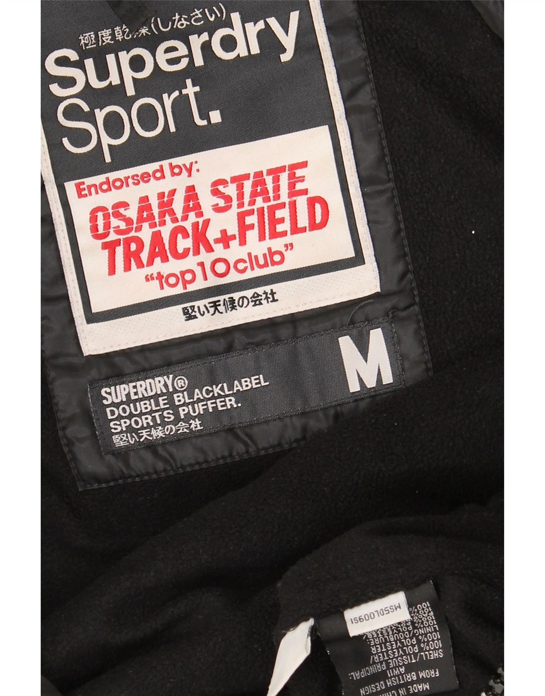 SUPERDRY Мужская стеганая куртка с капюшоном и графическим рисунком UK 38, средний черный полиэстер