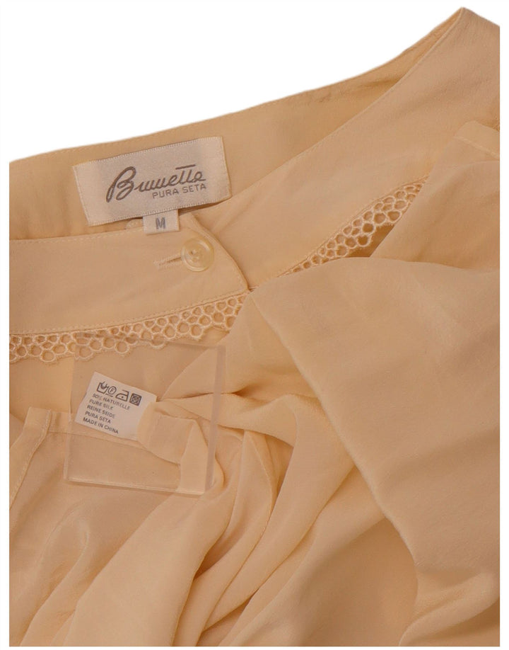 Женская прозрачная блузка-рубашка VINTAGE UK 14, средний бежевый шелковый цвет