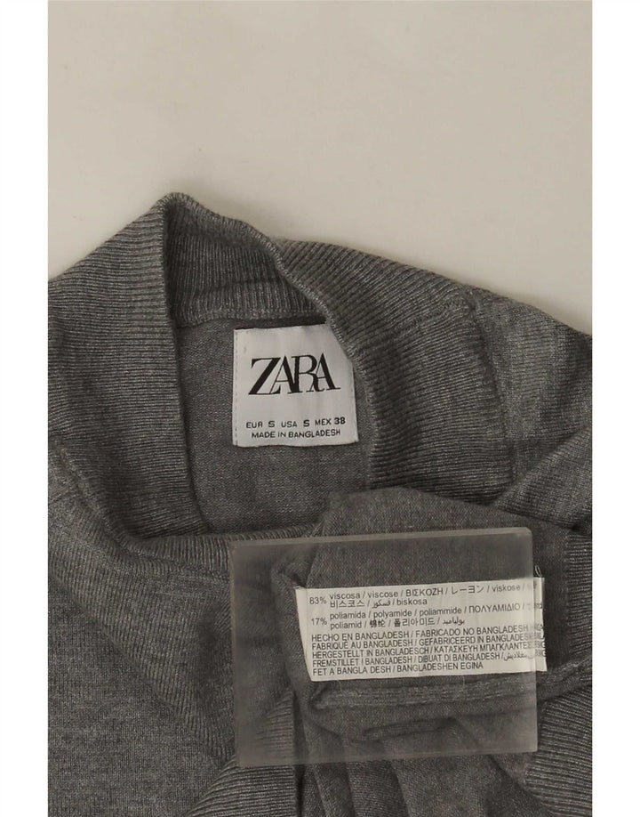 Мужской джемпер с высоким воротником Zara, маленький серый вискозный свитер