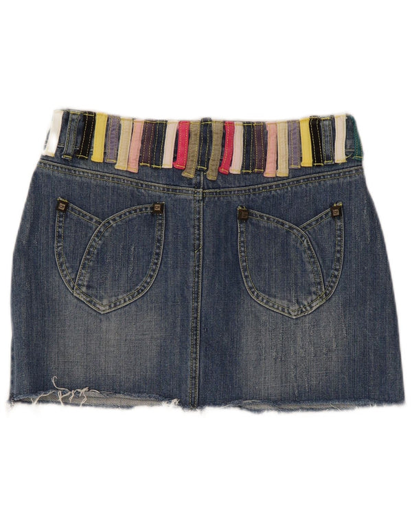 Dsquared2 Женская мини-юбка джинсовая IT 42 Medium W30 Синяя хлопковая с цветными блоками