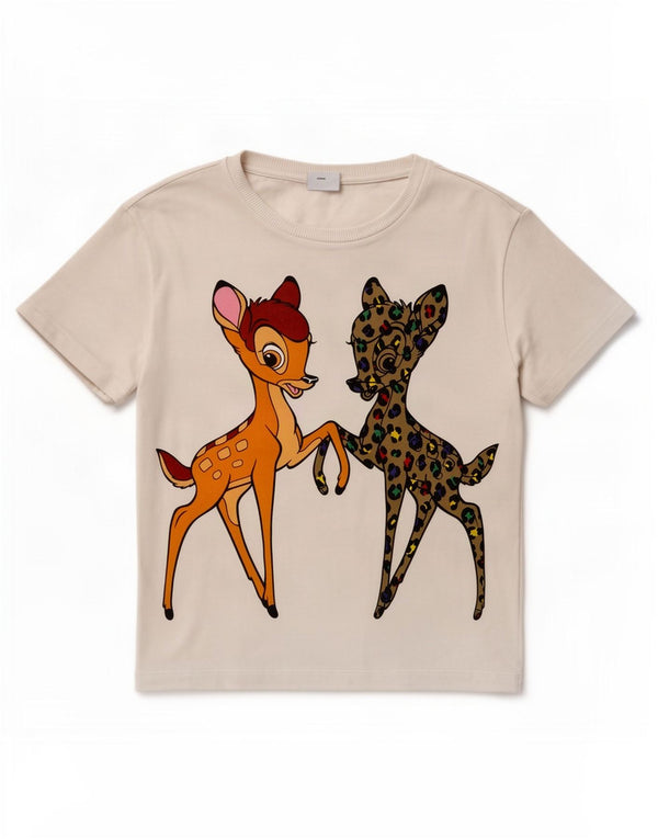 Женская футболка Benetton с графическим принтом Disney Top UK 14, средний белый с животным принтом