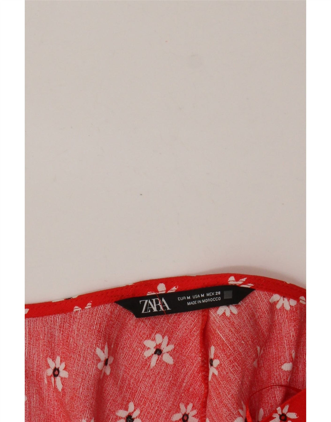 Женский укороченный топ с длинным рукавом и завязкой спереди Zara UK 12, средний красный с цветочным принтом