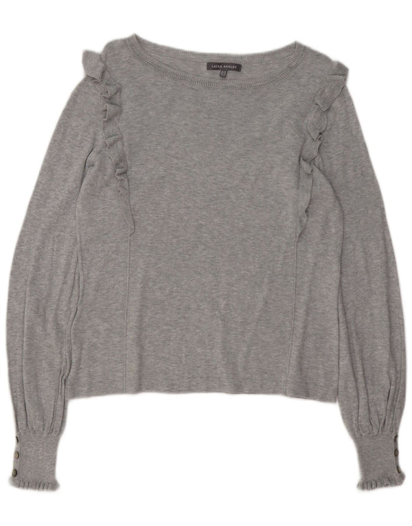 Женский джемпер с вырезом «лодочка» LAURA ASHLEY UK 14, большой серый хлопок