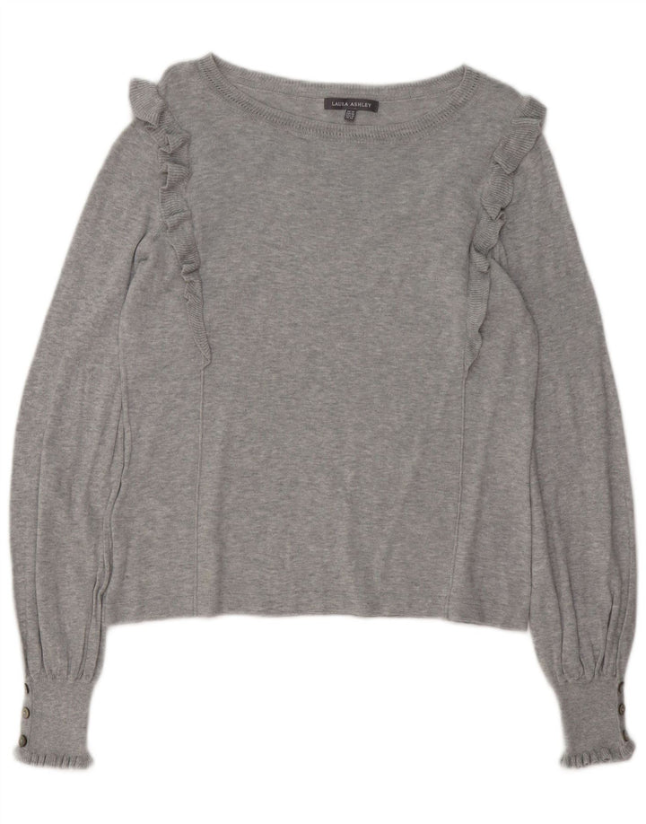 Женский джемпер с вырезом «лодочка» LAURA ASHLEY UK 14, большой серый хлопок
