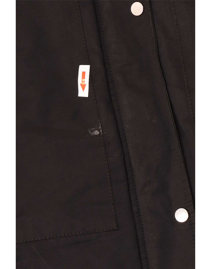 Женская парка Zara UK 14, средний черный хлопок, с капюшоном