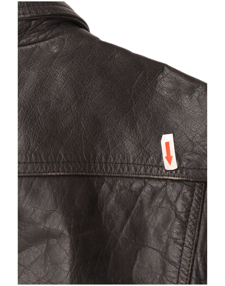 Винтажная женская кожаная куртка IT 42 Medium Black Leather