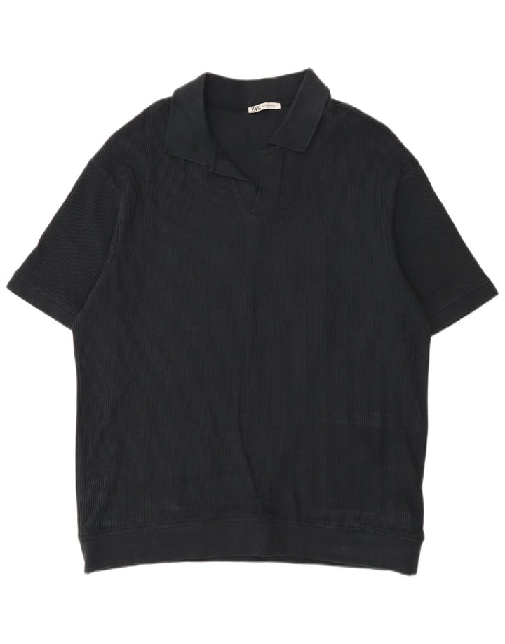 Мужская рубашка-поло Zara XL, черный хлопок