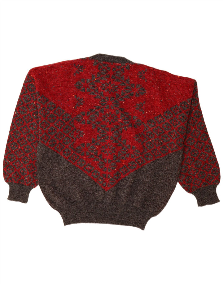 Мужской джемпер Cacharel Paris с круглым вырезом IT 54 XL, красный, шерсть с геометрическим рисунком