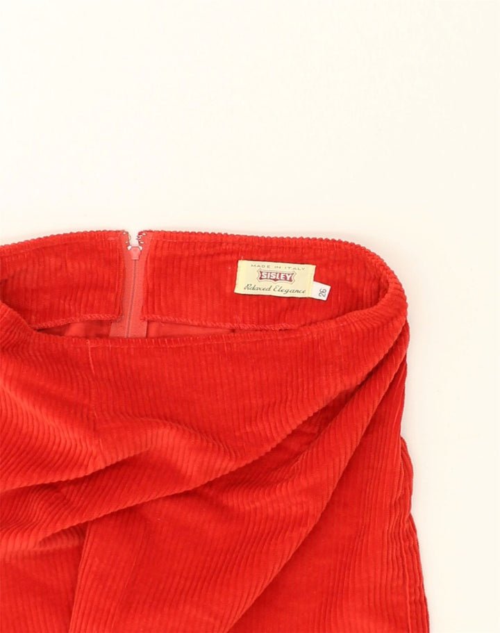 SISLEY Womens Corduroy Skirt W26 Small Red Cotton | Vintage Sisley | Thrift | Second-Hand Sisley | Used Clothing | Messina Hembry 