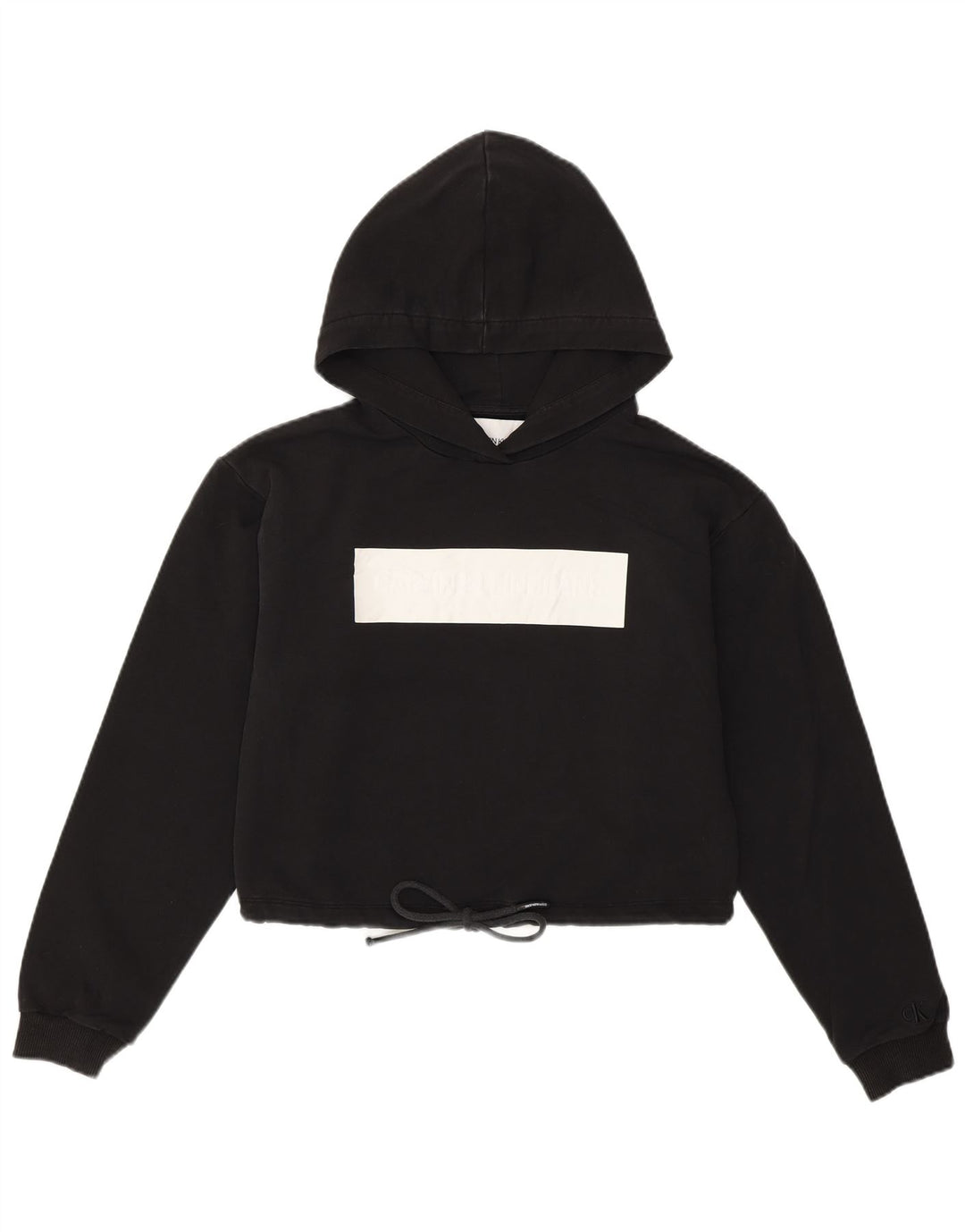 Женский укороченный джемпер с капюшоном и рисунком CALVIN KLEIN UK 10, маленький черный