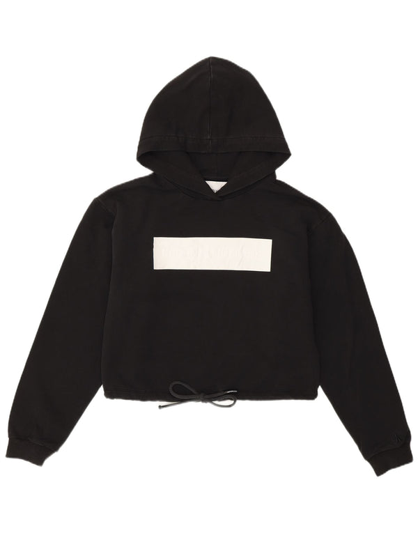 Женский укороченный джемпер с капюшоном и рисунком CALVIN KLEIN UK 10, маленький черный