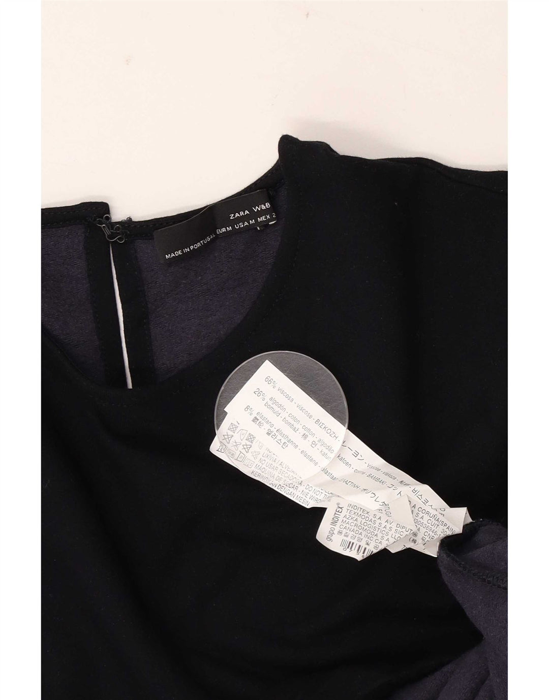Женское платье прямого кроя с рукавом 3/4 Zara UK 12, средний темно-синий, вискоза