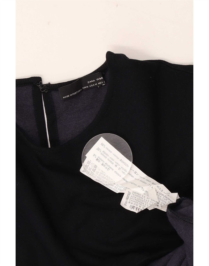 Женское платье прямого кроя с рукавом 3/4 Zara UK 12, средний темно-синий, вискоза