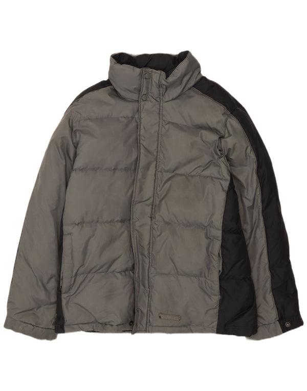 Мужская стеганая куртка свободного кроя CHAMPION UK 36, маленькая серая с цветными блоками