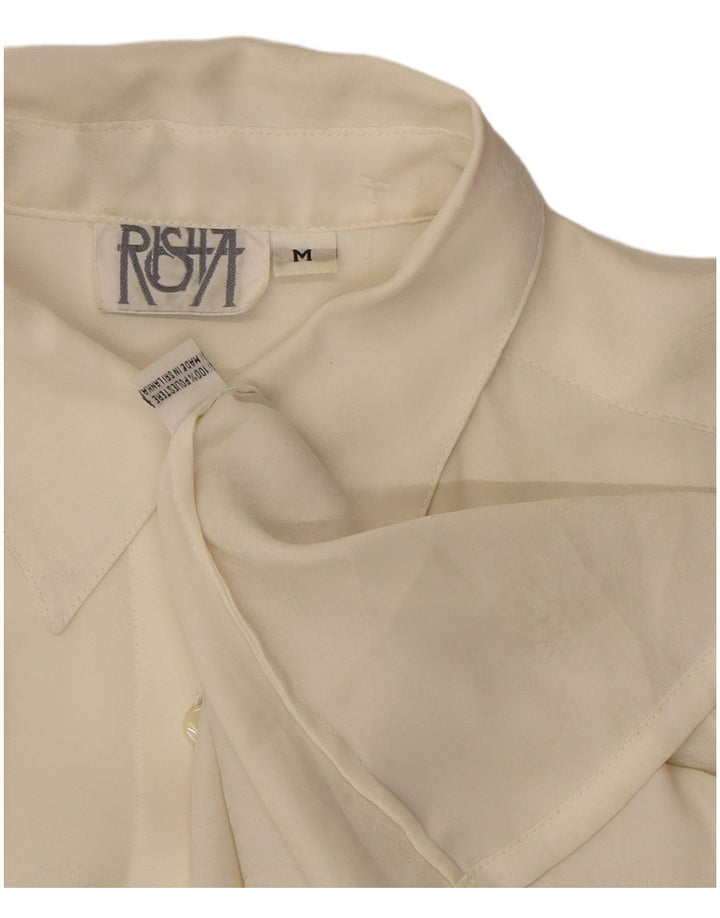 Винтажная женская рубашка UK 14, средний белый полиэстер