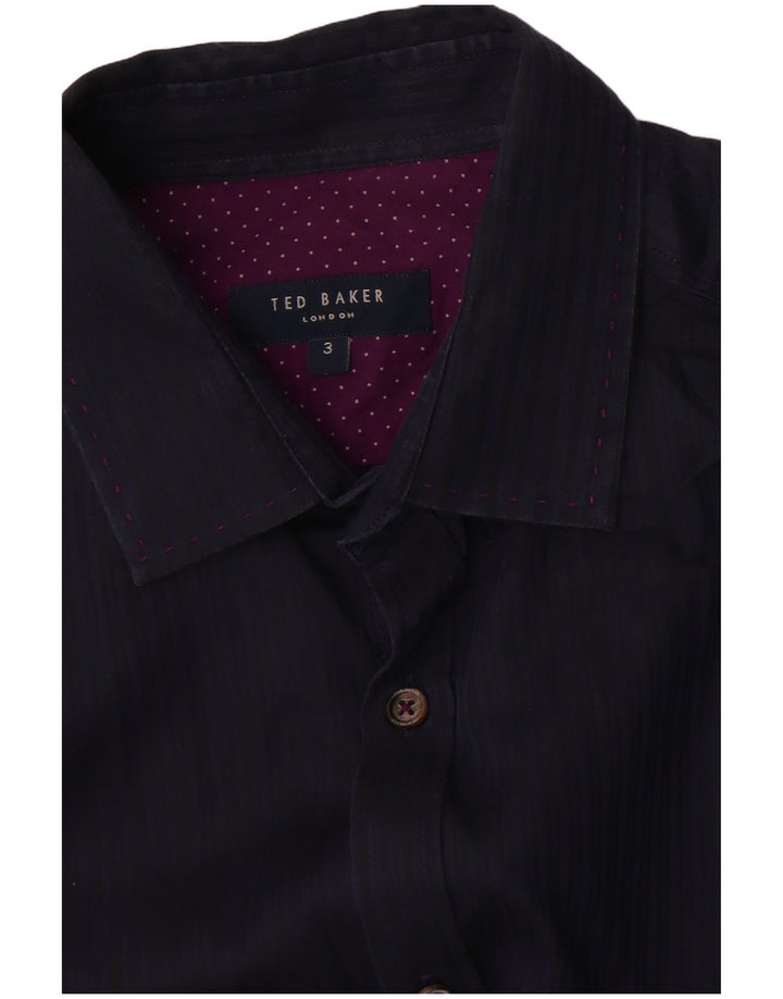 Мужская рубашка Ted Baker, размер 3, средний темно-синий в тонкую полоску, хлопок