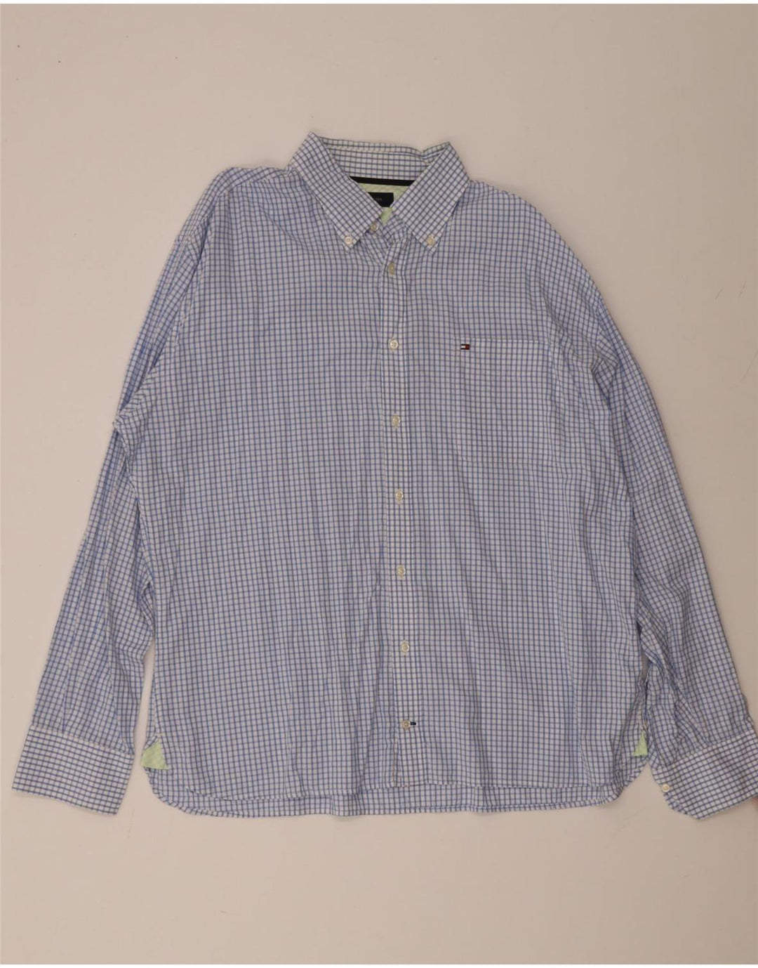Мужская рубашка Tommy Hilfiger 2XL, синяя клетка, хлопок