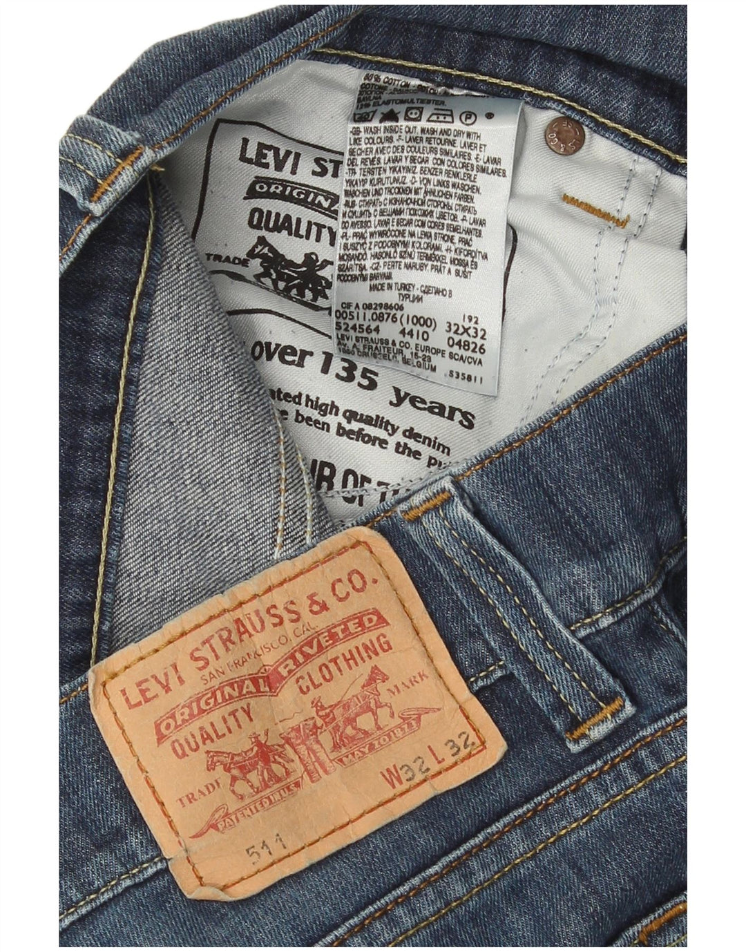 Мужские джинсы Levi's Slim 511 W32 L32 синие, хлопок